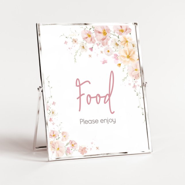 Poster Flor selvagem na Comida de Chá de fraldas de Sangu (Baby in Bloom Baby Shower Food Sign)