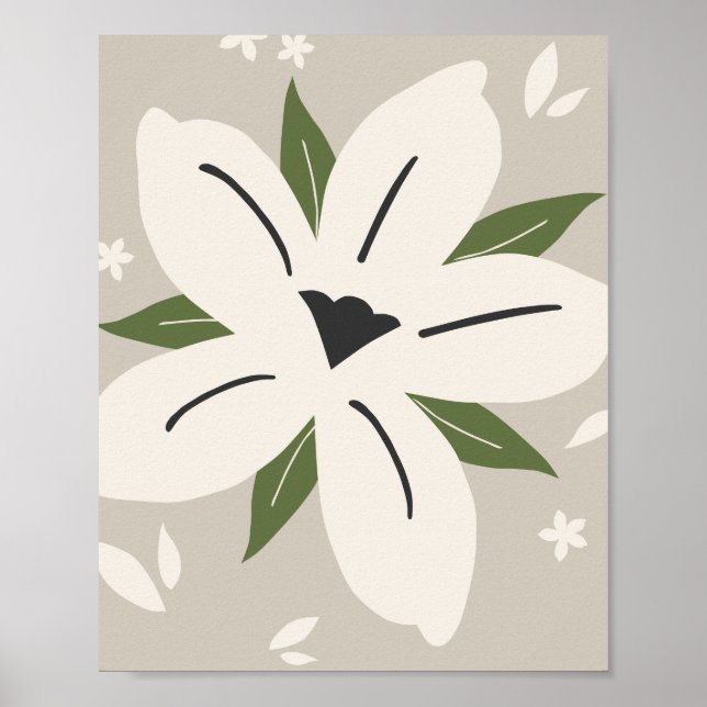 Poster Flor Tropical 04 Creme Em Beige Botânico (Frente)