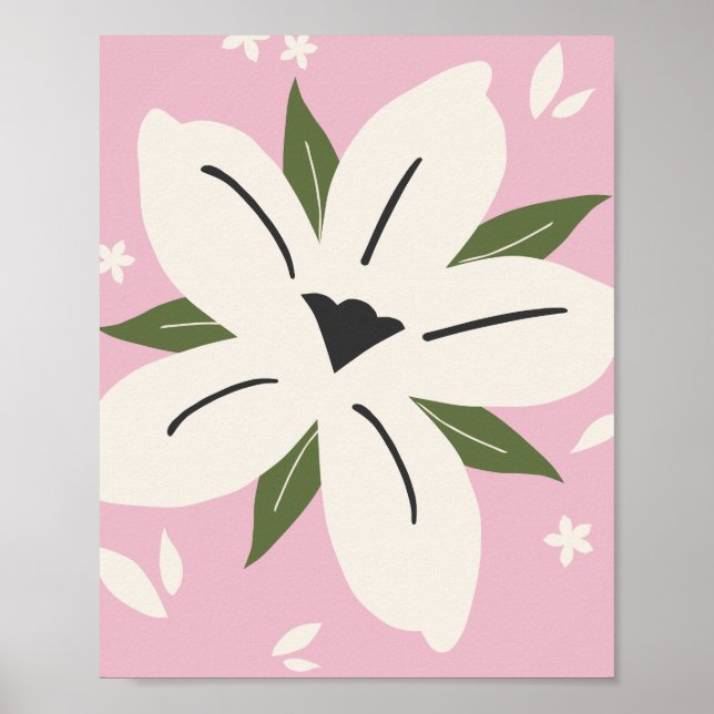 Poster Flor Tropical Botânica 05 Rosa (Frente)