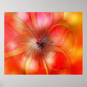 Poster Flor Tropical Delicada em Laranja e Amarelo