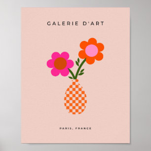 Poster Flor Vase Cor-de-rosa Laranja Neutro
