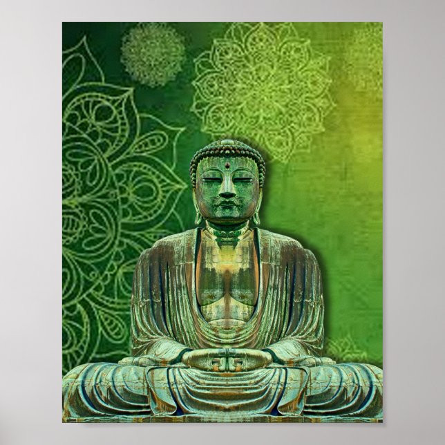 Poster Flor Verde Buda Lotus (Frente)