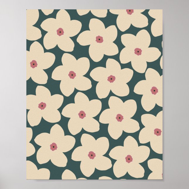 Poster Flor Verde E Creme (Frente)