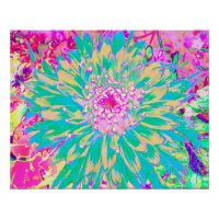 Flor Verde-Teal-Quente e Dália Rosa-Quente