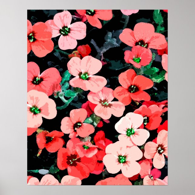 Poster Flor Vermelha Aquarela (Frente)