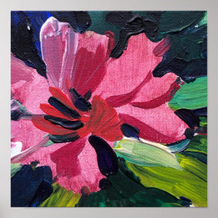 Poster Flor vermelha, pintura
