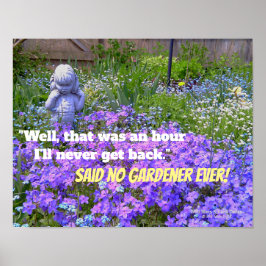Poster Flor violeta azul-estátua de menina esquecendo-me-