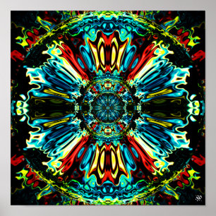 Poster Flor X v1 - padrões coloridos pareidolia