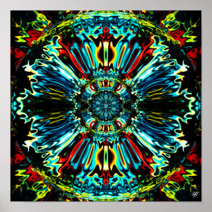 Poster Flor X v2 - padrões coloridos pareidolia