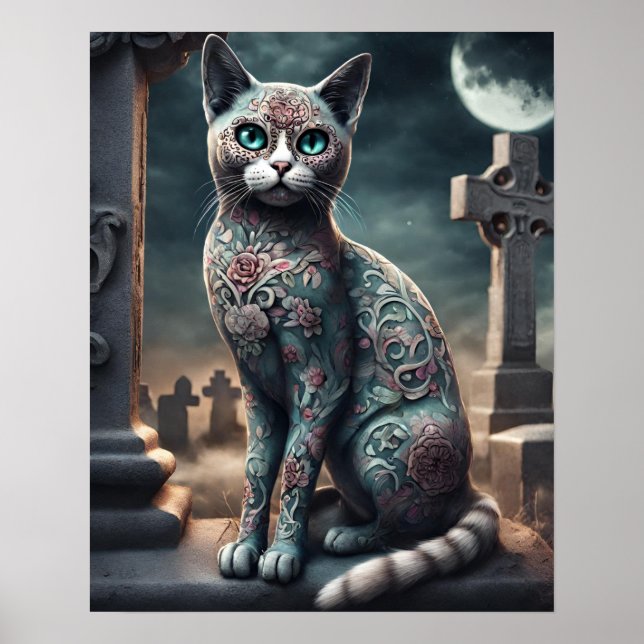 Poster "Flora" Dia do Gato Morto, Dia De Los Muertos (Frente)