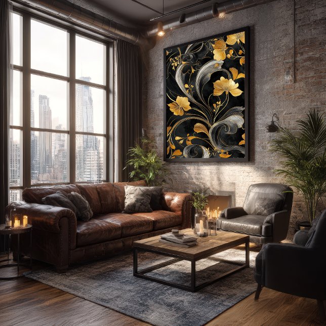 Poster Flora Elegante do Ouro Art Nouveau (Criador carregado)