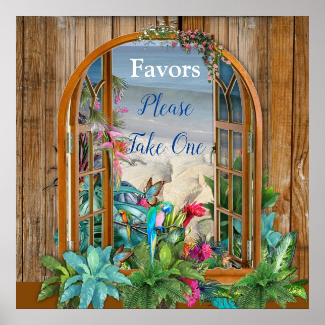 Poster Flora Tropical Paradise Beach Scenery (Frente)