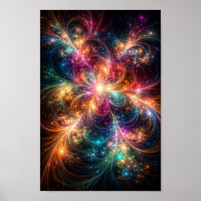 Poster Floração Celestial – Arte de Parede Fractal Cósmic (Frente)