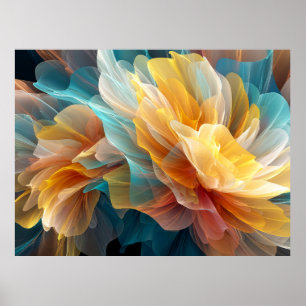 Poster Floração Radiante de Pétalas Etéreas na Luz