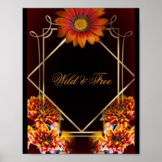 Poster Florais Boho Selvagem & Livre (Frente)