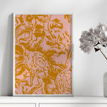 Poster Florais da Vintage Elegante em Blush e Dourado<br><div class="desc">Um adorável design botânico ao estilo de vintage com uma elegante ilustração floral em pincel e ouro.</div>