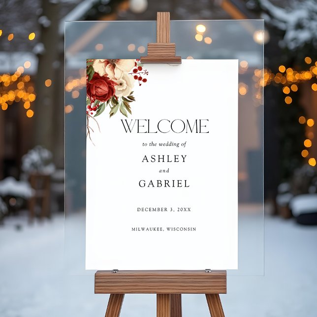 Poster Florais de Natal de Inverno Elegantes (Criador carregado)