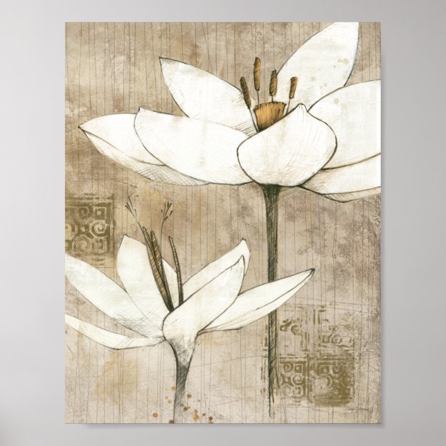 Pôster Florais desenhados por Lápis (Frente)