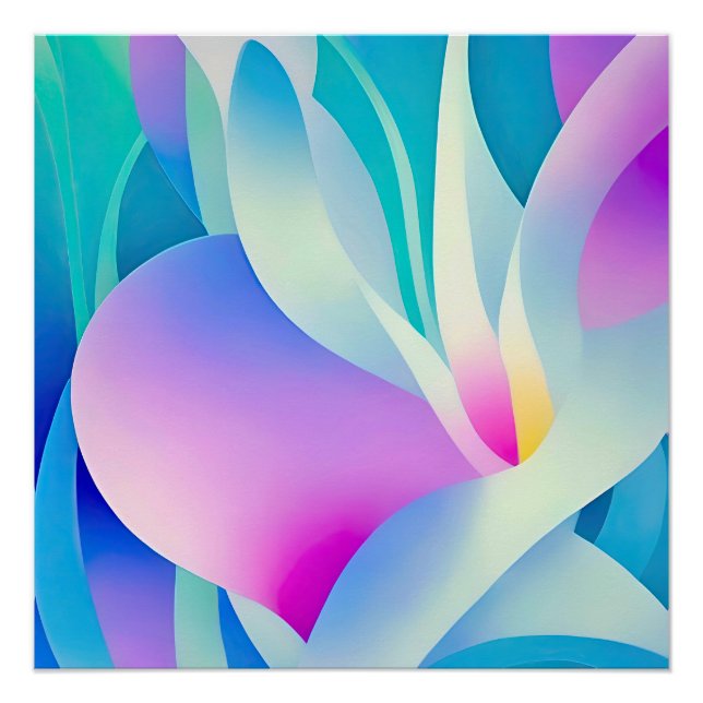 Pôster Florais fluidos em Pastel (Frente)