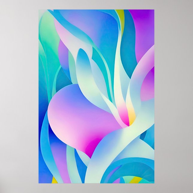 Poster Florais fluidos em Pastel (Frente)