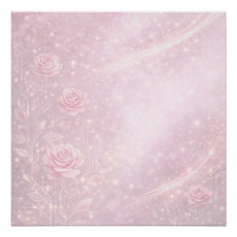 Pôster Florais rosa e cinza pérola Arte de IA