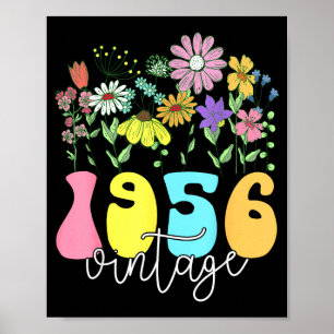 Poster Floral 1956 vintage 70 anos de idade aniversário 7