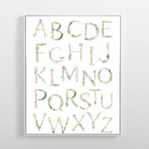 Poster Floral ABC Alphabet Nursery Art