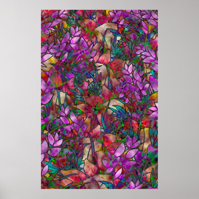 Poster Floral Abstrato Vidro Estreito (Frente)