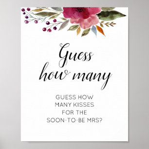 Poster Floral Adivinha Quantos Beijos Jogam O Chá de pan