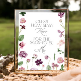 Poster Floral Adivinha Quantos Jogo De Chá de panela De K