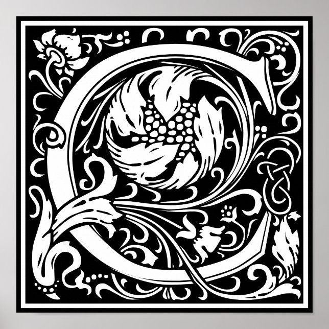 Poster Floral alfabet Monograma - Letra C (Frente)