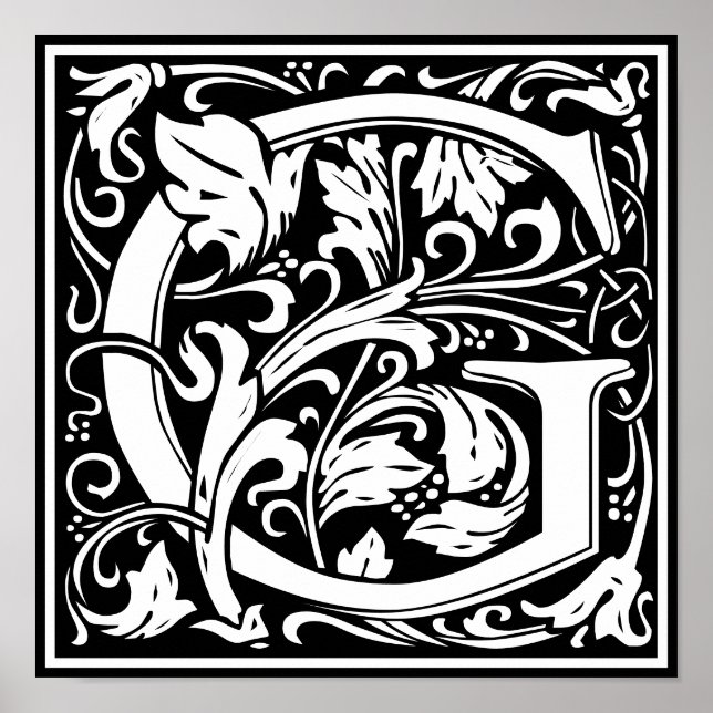 Poster Floral alfabet Monograma - Letra G (Frente)