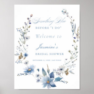 Poster Floral Algo azul antes de fazer Chá de panela