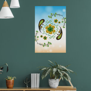 Poster Floral Amarelo Verde Relaxante