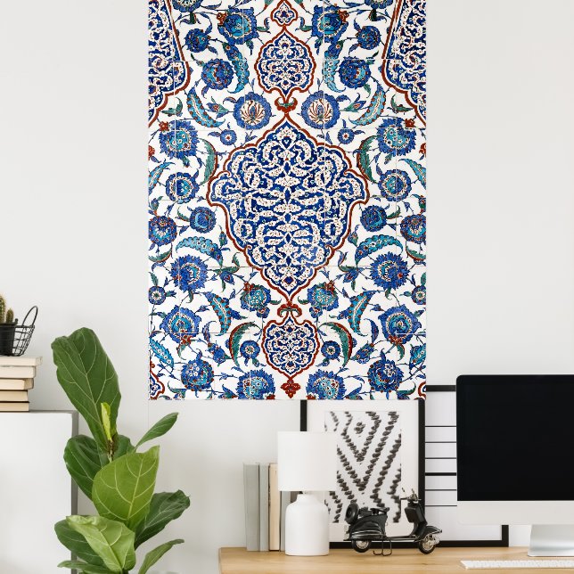 Poster Floral Antigo Otomano Iznik (Escritório em casa)