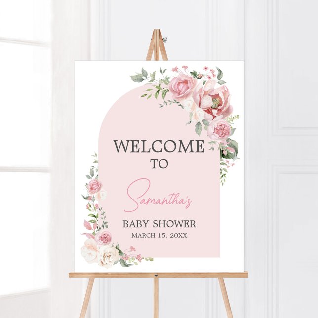 Poster Floral Arch Baby in Bloom Chá de fraldas Bem-vindo (Baby in Bloom Floral Arch Baby Shower Welcome Sign
)