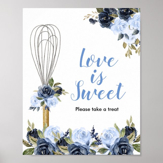 Poster Floral Azul Logo Será Levada Embora O Amor é Doce (Frente)