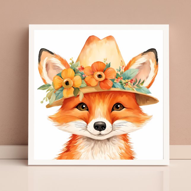 Poster Floral Baby Fox Nursery Wall Art (Criador carregado)