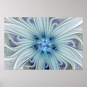 Pôster Floral Beauty Abstrato Modern Blue Pastel Flower