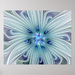 Pôster Floral Beauty Abstrato Modern Blue Pastel Flower