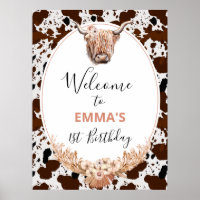 Floral Boho Highland Cow Birthday