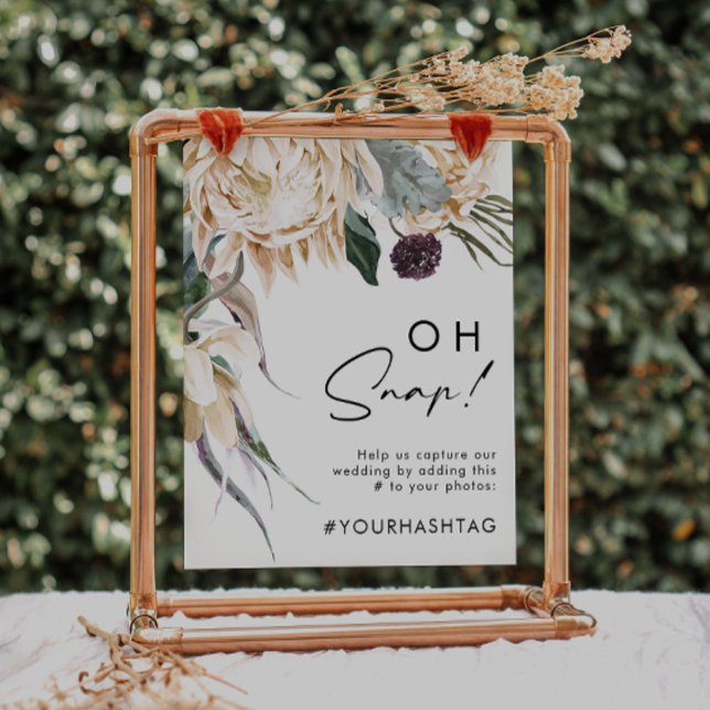 Poster Floral Branco Ah Não Sinal Hashtag (Criador carregado)
