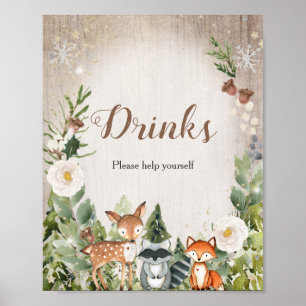 Poster Floral Branco da Woodland de inverno Tome um Sinal