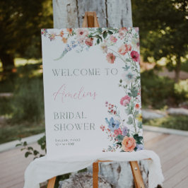 Poster Floral Bridal Shower Welcome Sign Wildflower