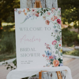Pôster Floral Bridal Shower Welcome Sign Wildflower