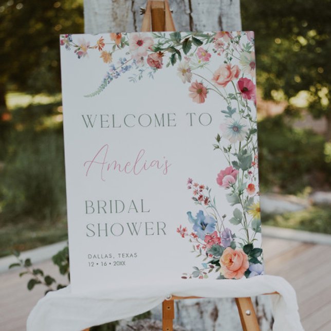 Pôster Floral Bridal Shower Welcome Sign Wildflower (Criador carregado)