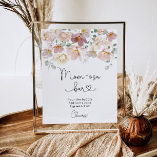 Poster Floral chá de fraldas de flores silvestres Momosa