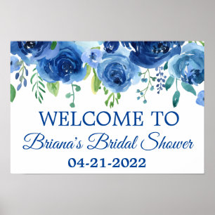 Poster Floral Chá de panela Azul marinho