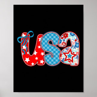 Poster Floral Coquette Usa Independência Dia 4 De Julho M