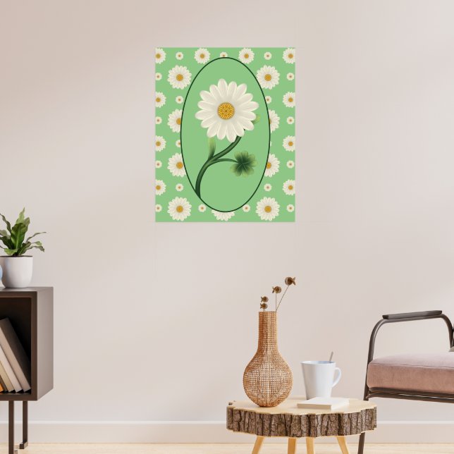 Poster Floral Daisy Pattern (Sala de Estar 3)